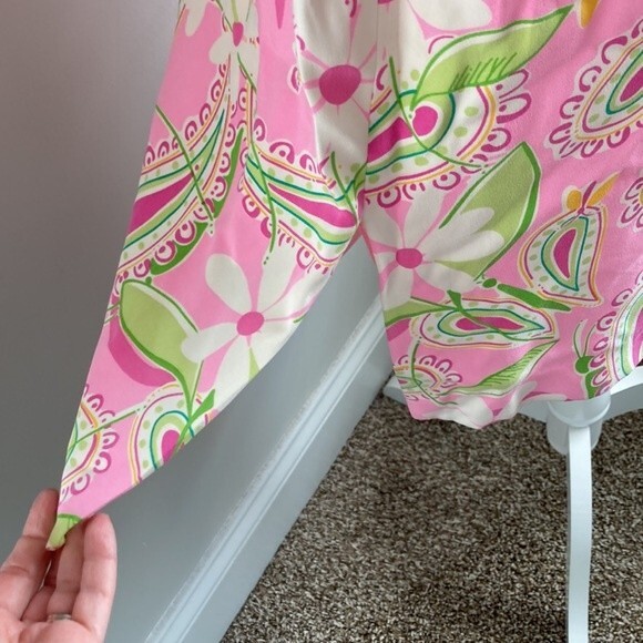 Vintage 80s 90s Lilly Pulitzer Midi Pink Summer Silk Floral Paisley Skirt Size 2 - Picture 6 of 16
